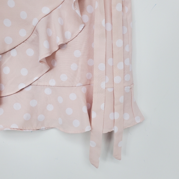 GIANNI Bini Mini Skirt Polka Dot Pink & White Wrap Sz M - EUC! - Picture 5 of 12